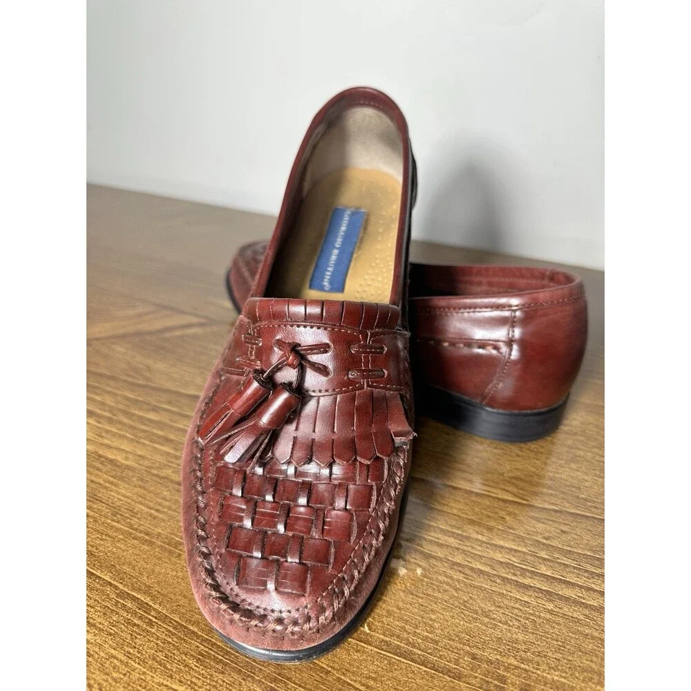 Giorgio Brutini Vegas Men's Burgundy Leather Woven Tassel Loafer US 7